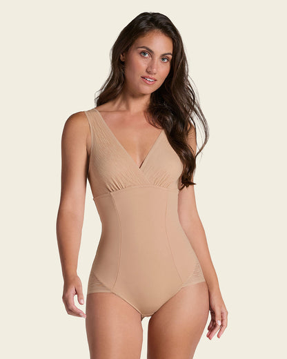Sheer Stripe Detail Sculpting Bodysuit