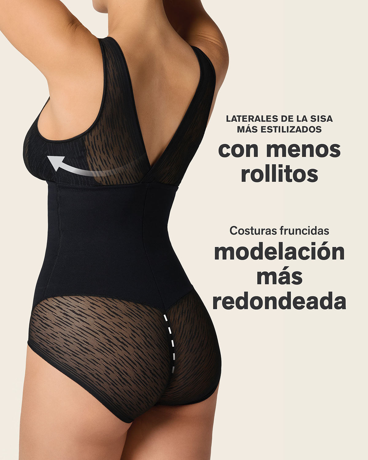 Sheer Stripe Detail Sculpting Bodysuit